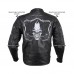 Xelement Men's Reflective Evil Triple Flaming Skulls Cruiser Armored Motorcycle Jacket