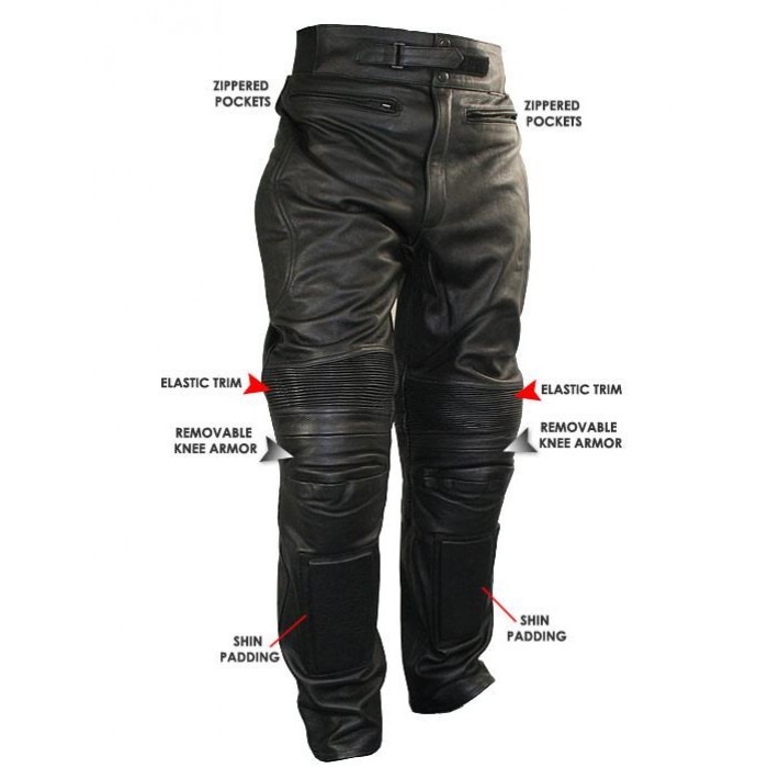 Xelement Men's Armored Cowhide Leather Racing Pants