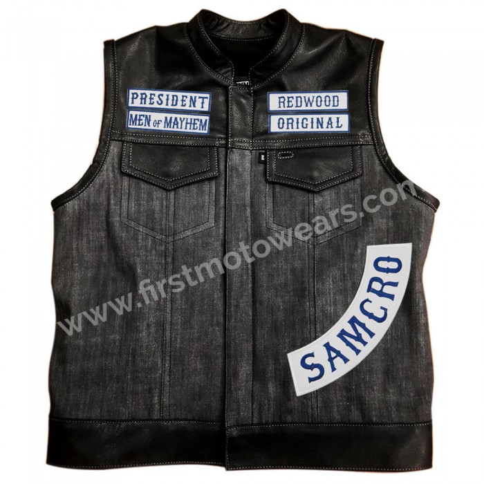 SOA (Sons of Anarchy) Men's Denim Jeans Motorcycle Vest